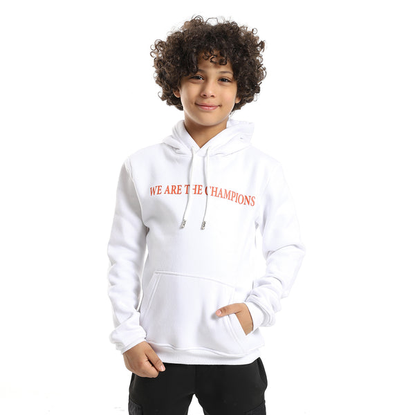 Front And Back Printed Pattern Slip On Boys Hoodie - White