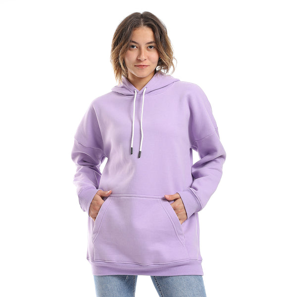 Orchid Purple Fleeced Plain Hoodie