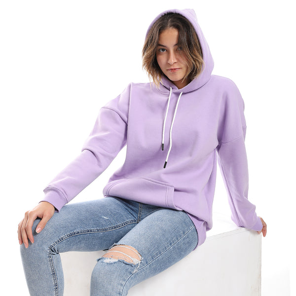 Orchid Purple Fleeced Plain Hoodie