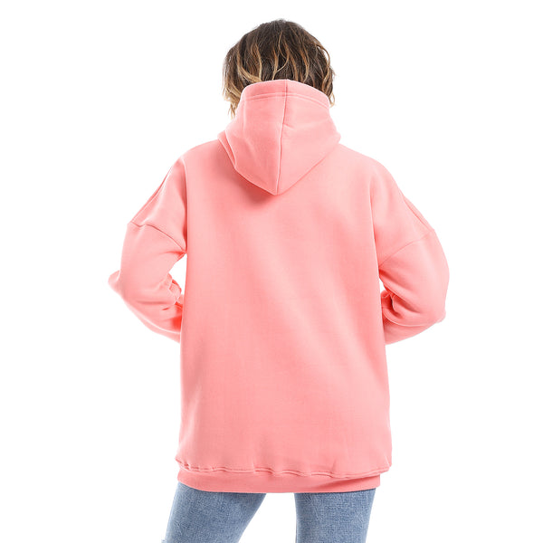 Rose Fleeced Plain Hoodie