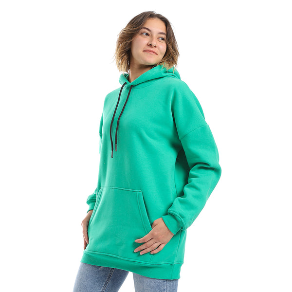 Emerald Green Fleeced Plain Hoodie