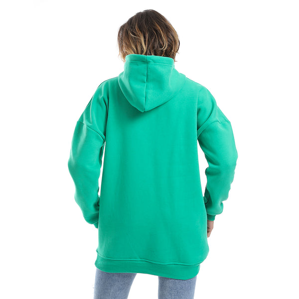 Emerald Green Fleeced Plain Hoodie