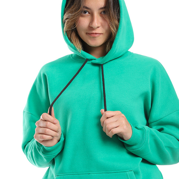 Emerald Green Fleeced Plain Hoodie