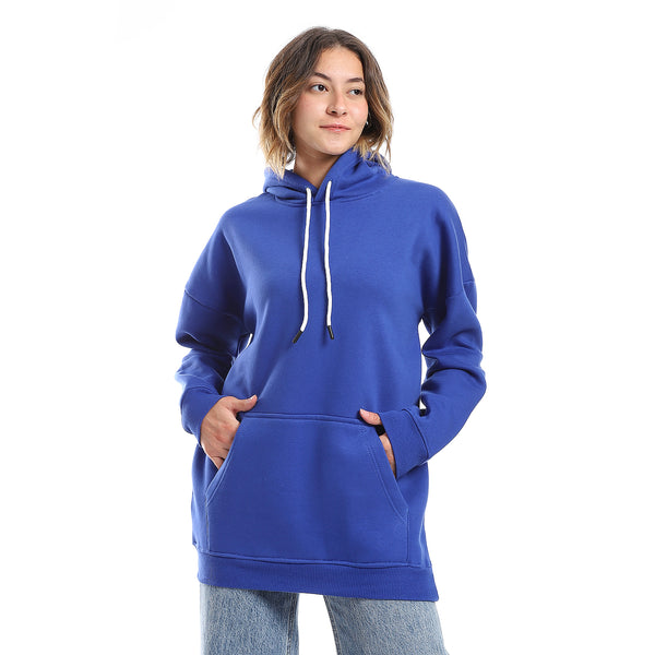 Royal Blue Fleeced Plain Hoodie