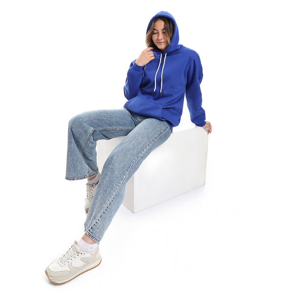 Royal Blue Fleeced Plain Hoodie