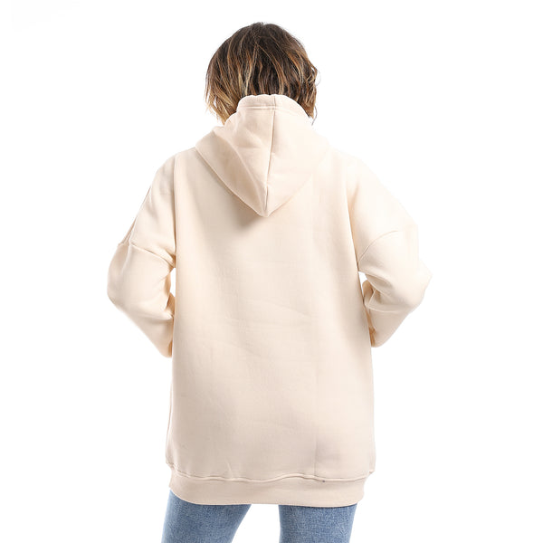 Beige Fleeced Palin Hoodie