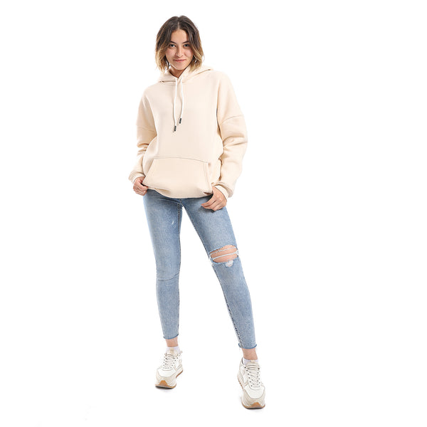 Beige Fleeced Palin Hoodie