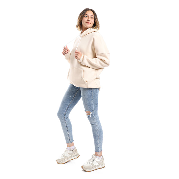 Beige Fleeced Palin Hoodie