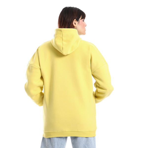 Long Sleeves Slip On Hoodie - Lemon Yellow