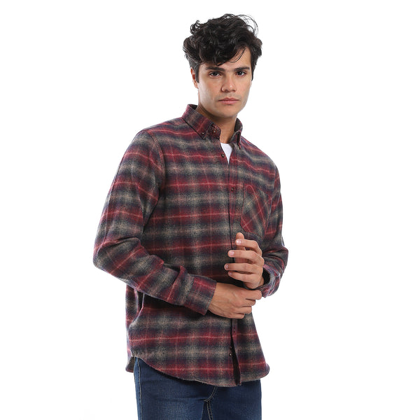 Plaids Buff Beige & Red Button Down Shirt