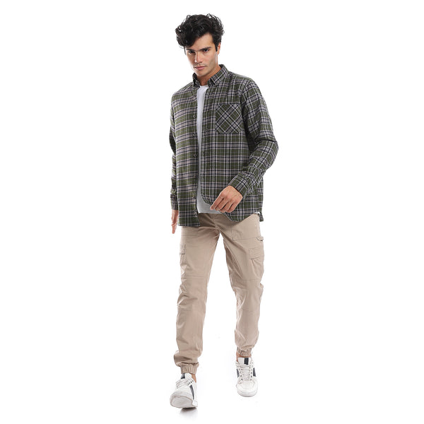 plaids_olive-_black_-_green_button_down_shirt