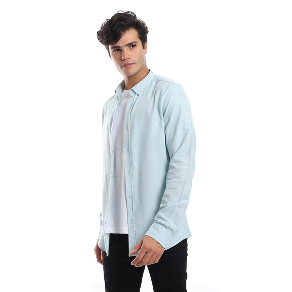 Self Pattern Buttons Down Turquoise Shirt