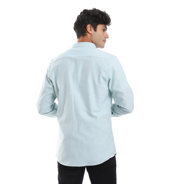 Self Pattern Buttons Down Turquoise Shirt