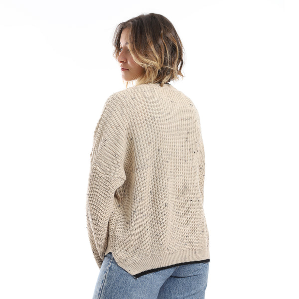 Twist Knit Beige Loose Pullover