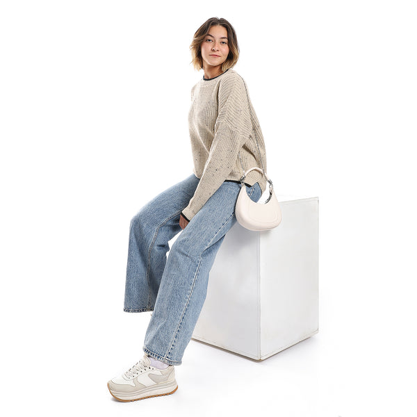Twist Knit Beige Loose Pullover