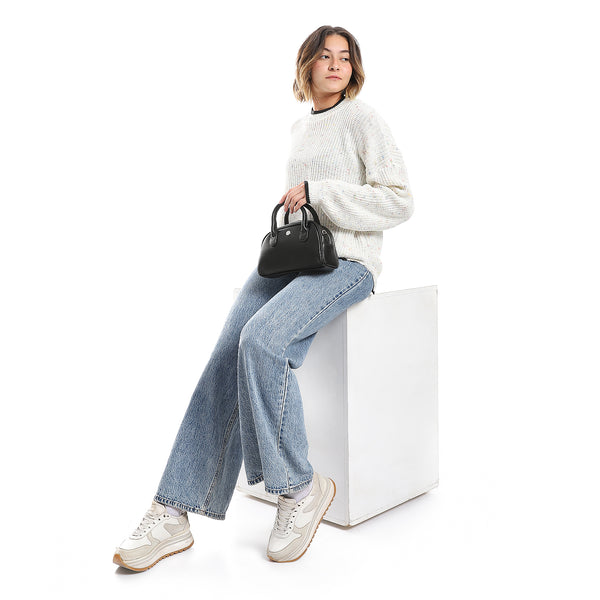 Twist Knit White Loose Pullover