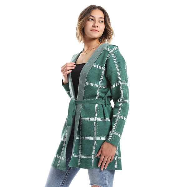 Plaids Emerald Green Slip On Cardigan