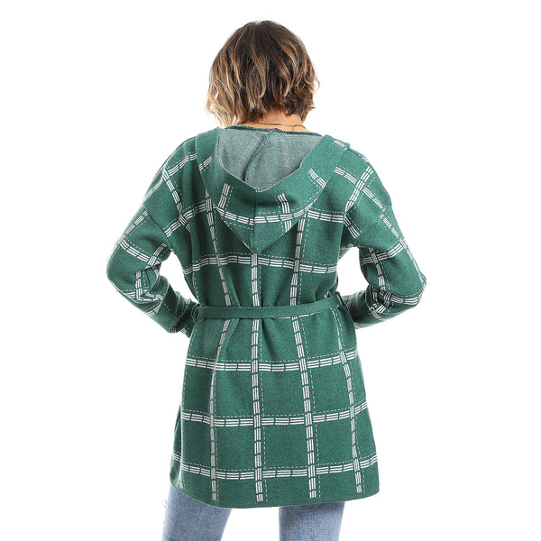 Plaids Emerald Green Slip On Cardigan