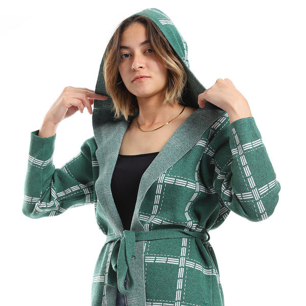Plaids Emerald Green Slip On Cardigan