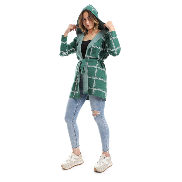 Plaids Emerald Green Slip On Cardigan