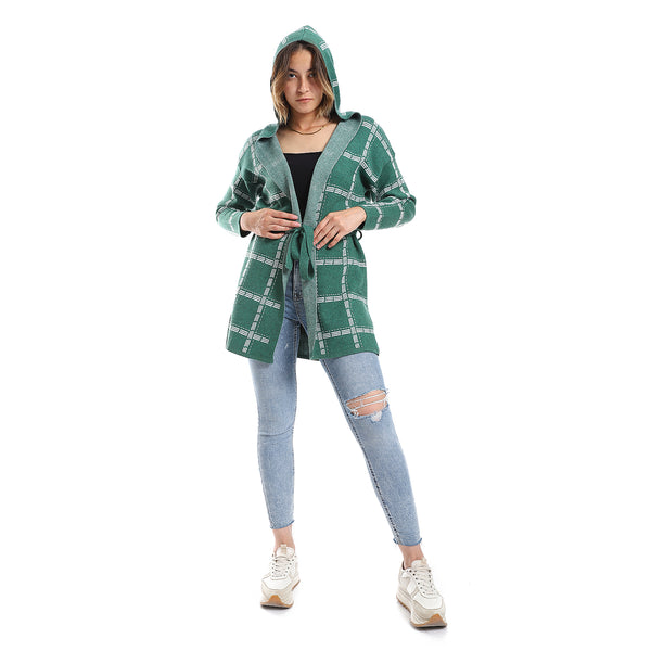 Plaids Emerald Green Slip On Cardigan