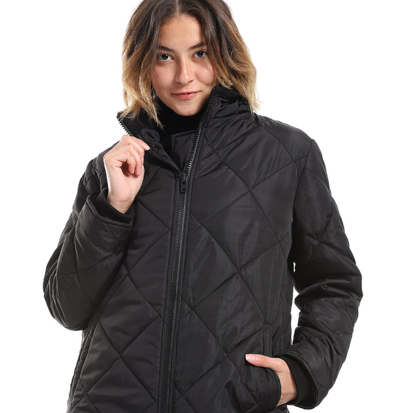 black_plain_zipper_waterproof_puffer_jacket