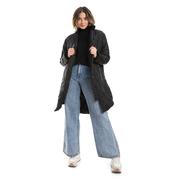 black_plain_zipper_waterproof_puffer_jacket