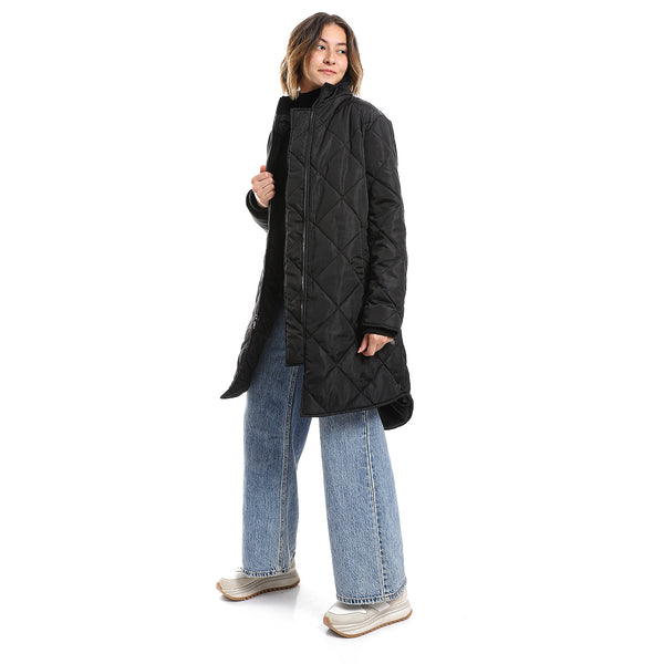 black_plain_zipper_waterproof_puffer_jacket
