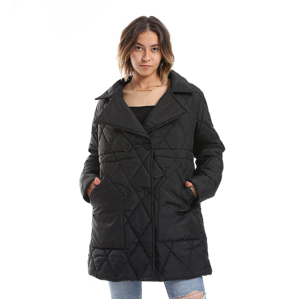 double_breasted_button_plain_black_puffer_jacket