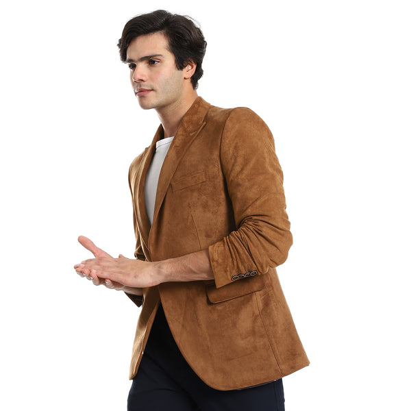 Single Breasted One Button Peak Lapel - Caramel Brown