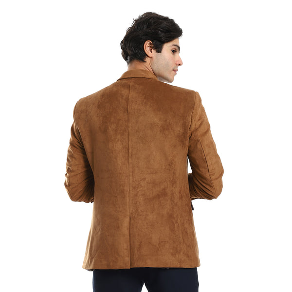 Single Breasted One Button Peak Lapel - Caramel Brown