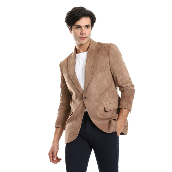 Single Breasted One Button Peak Lapel - Coffee Brown