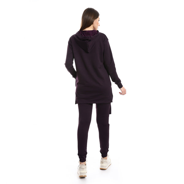 Opposite Waist & Thigh Pockets Eggplant Tracksuit
