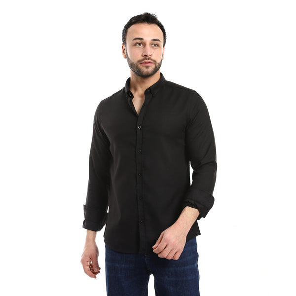 Essential Plain Basic Long Sleeves Shirt - Black