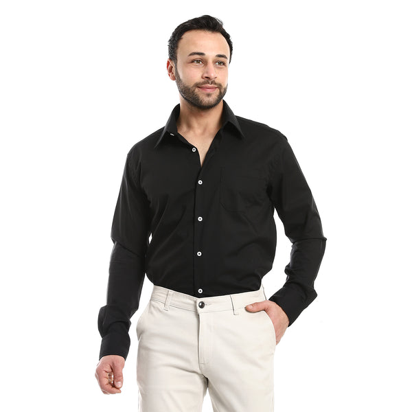 Classic Regular Fit Plain Black Shirt