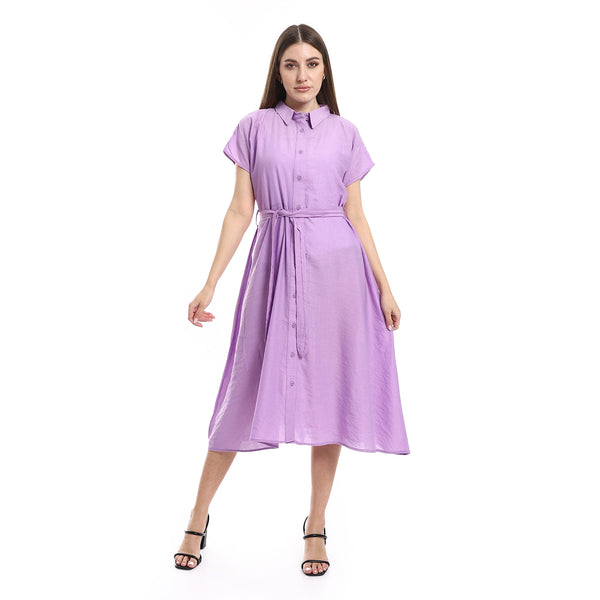 feminine_textured_lavendar_knees_length_dress