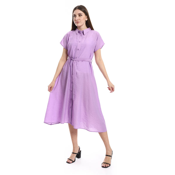 Feminine Textured Lavendar Knees Length Dress