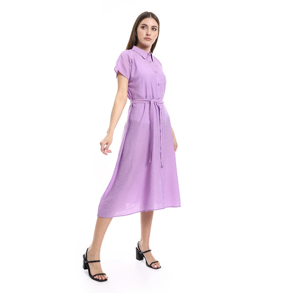 feminine_textured_lavendar_knees_length_dress