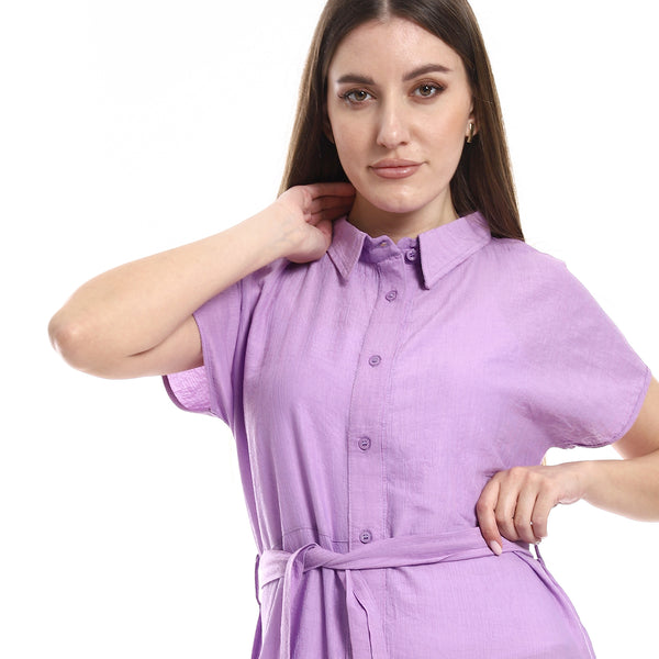 feminine_textured_lavendar_knees_length_dress