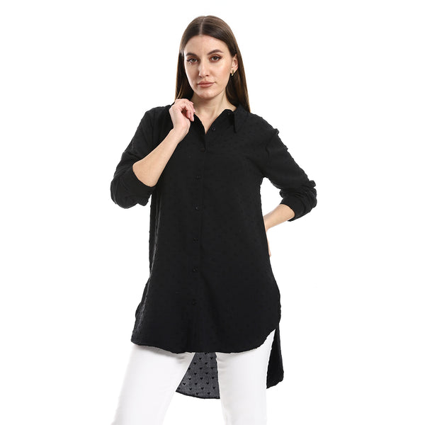 Prominent Stitches Buttons Down Shirt - Black