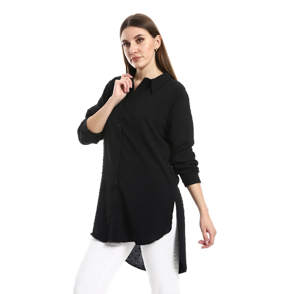Prominent Stitches Buttons Down Shirt - Black