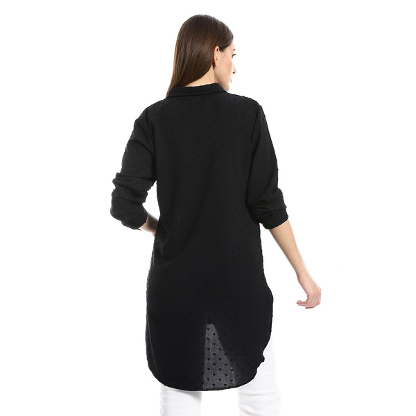 Prominent Stitches Buttons Down Shirt - Black