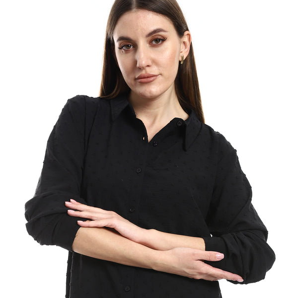 Prominent Stitches Buttons Down Shirt - Black