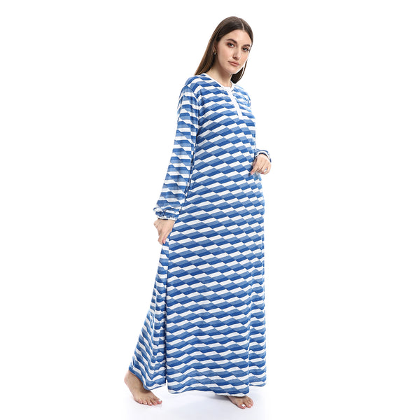white_-_blue_shades_self_patterned_nightgown