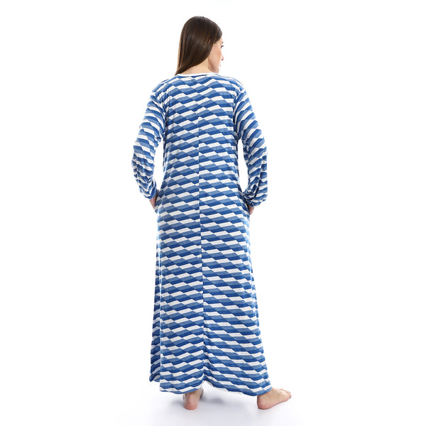 white_-_blue_shades_self_patterned_nightgown