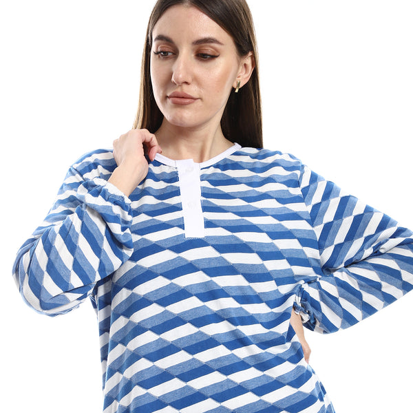 white_-_blue_shades_self_patterned_nightgown