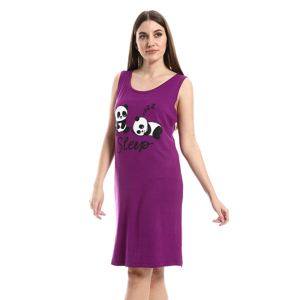 Sleeveless "Sleep: Purple Slip On Sleepshirt