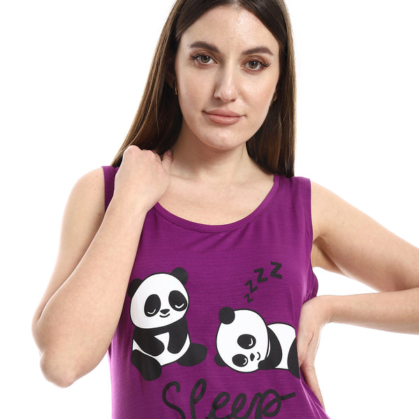 Sleeveless "Sleep: Purple Slip On Sleepshirt