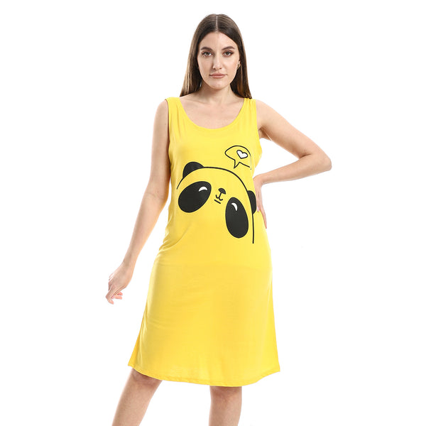 Knee Length Slip On Printed Sleepshirt - Yellow