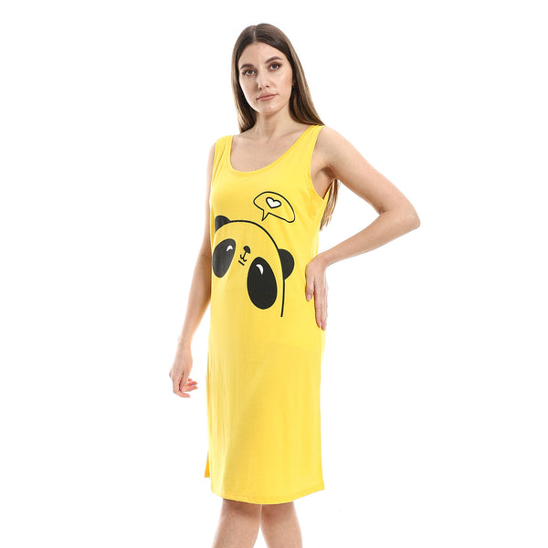 Knee Length Slip On Printed Sleepshirt - Yellow